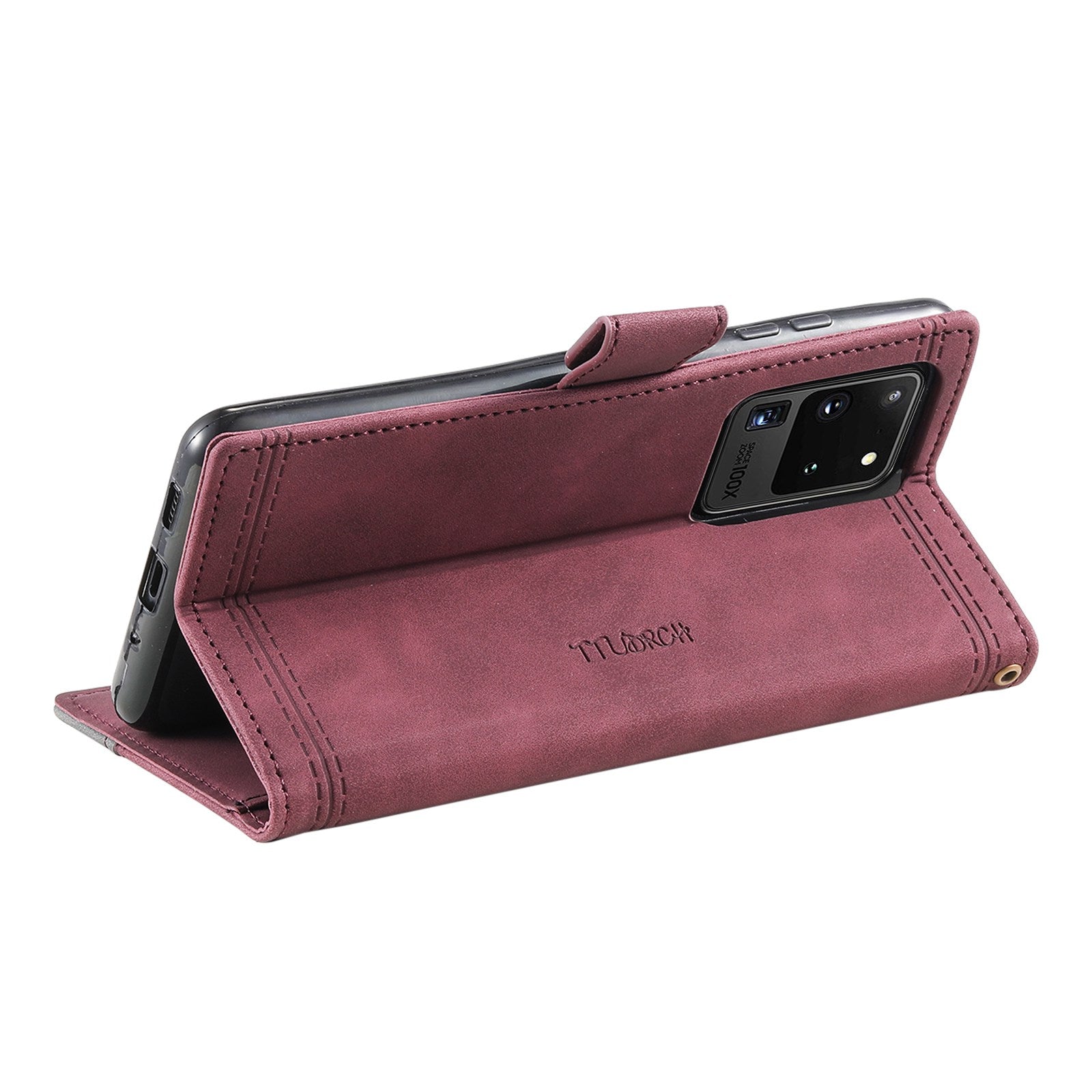 TTUDRCH For Samsung Galaxy S20 Ultra 4G/5G 004 Splicing Skin-touch PU Leather RFID Blocking Phone Case Wallet Stand Cover - Wine Red TTUDRCH For Samsung Galaxy S20 Ultra 4G/5G 004 Splicing Skin-touch PU Leather RFID Blocking Phone Case Wallet Stand Cover - Wine Red